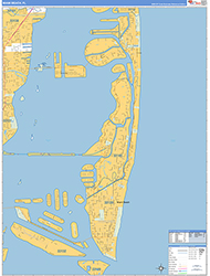 Miami Beach Wall Map Basic Style 2026